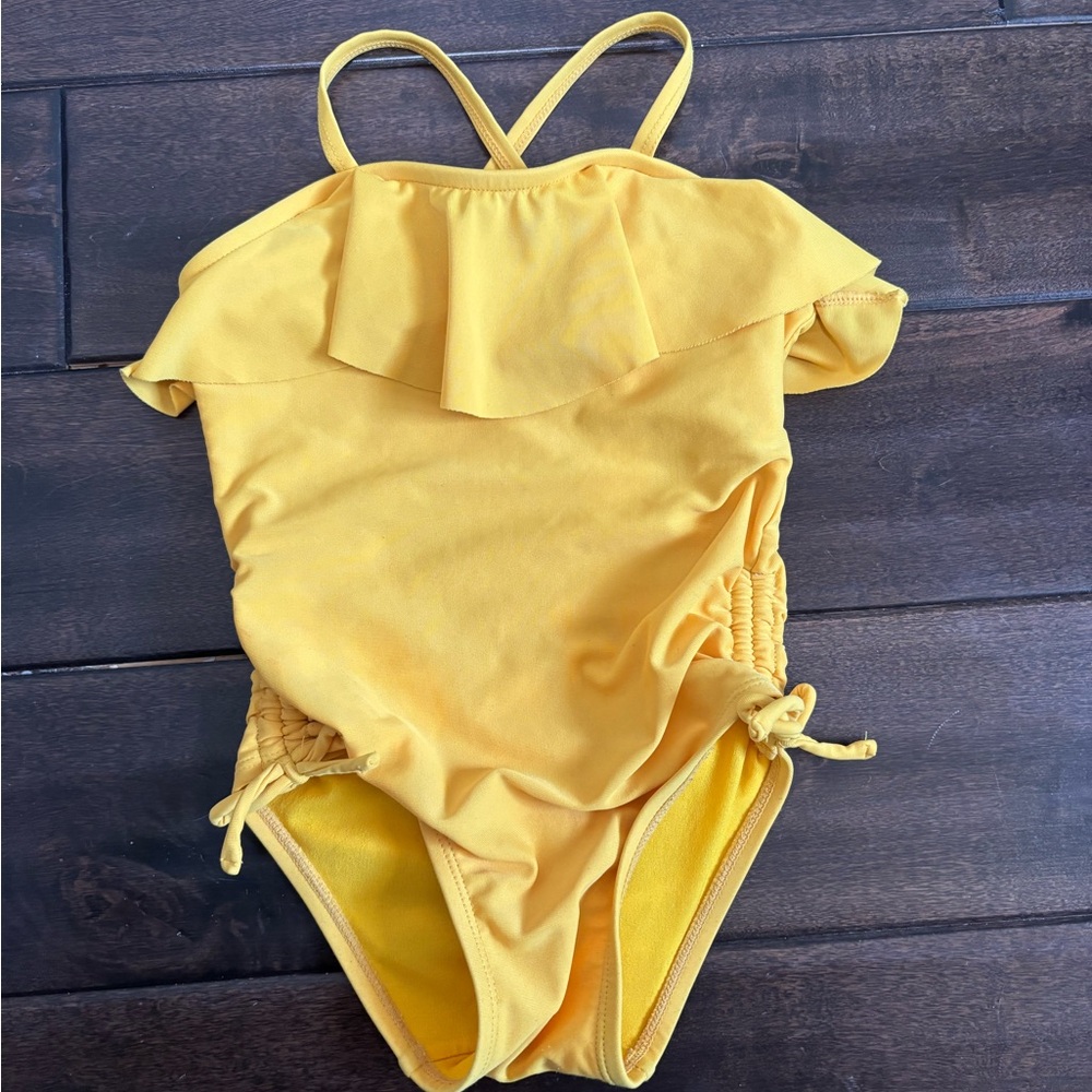 5/$25 Old Navy Yellow Ruffle Kids Swim One Piece
